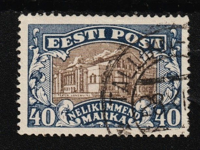 1927 Viro/Eesti 40 Mk Teatterirakennuksia merkki leimattuna