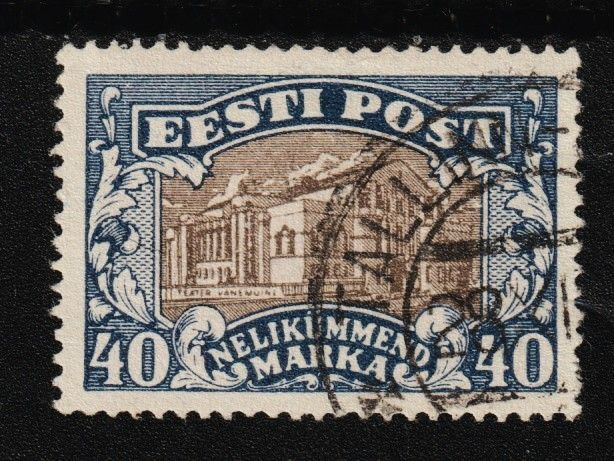 1927 Viro/Eesti 40 Mk Teatterirakennuksia merkki leimattuna