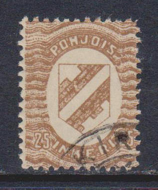 Pohjois-Inkeri 25p leimattu merkki.