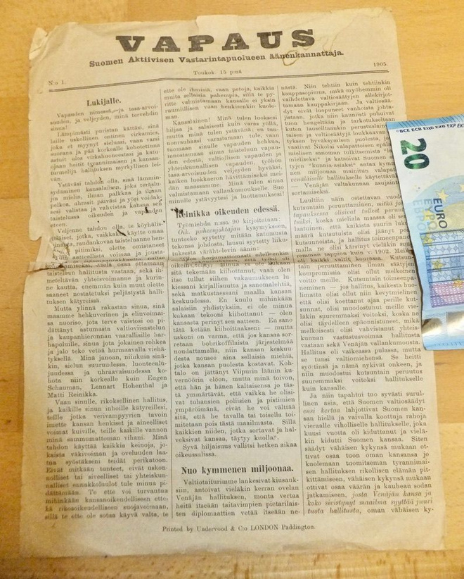 Lehtinen Vapaus Suomen Aktiivinen Vastarintapuolue No 1 1905