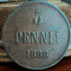 5 PENNIÄ v.1888,1889(meistivika) ja1892 (pieni lyöntimäärä) - pikkukuva 2