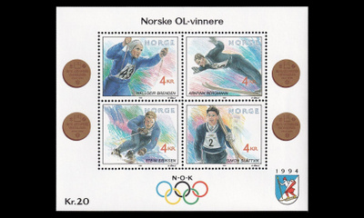 Norja 1090-3BL17 ** Talviolympialaiset blokki (1992)