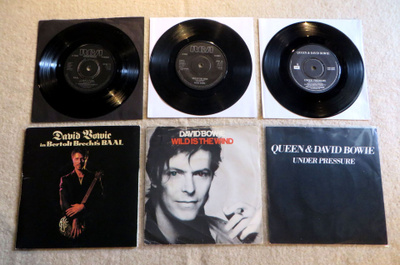 DAVID BOWIE: Kolme 7" sinkkua (Under Pressure, Baal, Wild..)