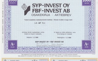 OKK 1988 SYP-Invest Oy spec, Helsinki pörssi osakekirja