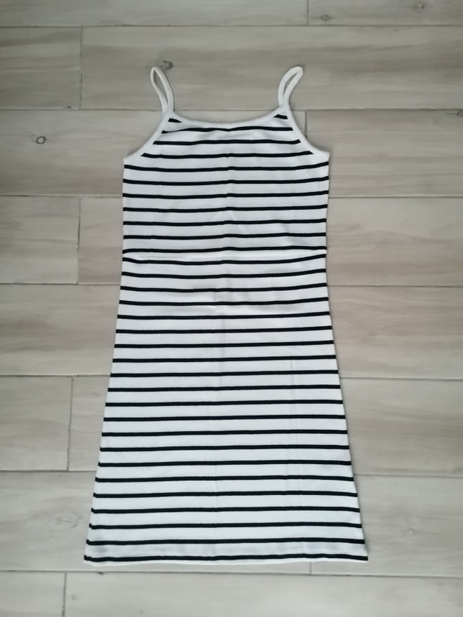 H&M sinivalkoraitainen mekko 12-14v