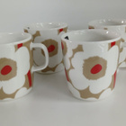 Marimekko Unikko muki 4 dl terra-valkoinen-punainen 4kpl - pikkukuva 1