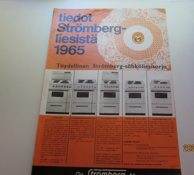 Tiedot Strömberg liesistä v. 1965