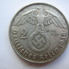 Natsi-Saksa 2 Reichsmark 1938 B Hindenburg hopeaa - pikkukuva 1