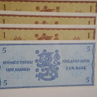 5 ja 1 Markan pakka sileät setelit 5 kpl - pikkukuva 2