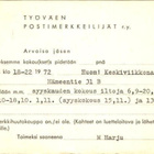 POSTILÄHETYS HELSINKI TYÖVÄEN POSTIMERKEILIJÄT - pikkukuva 2