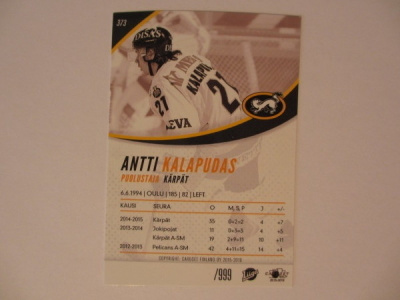 VIRHEKORTTI Antti Kalapudas Kärpät Rookie /999