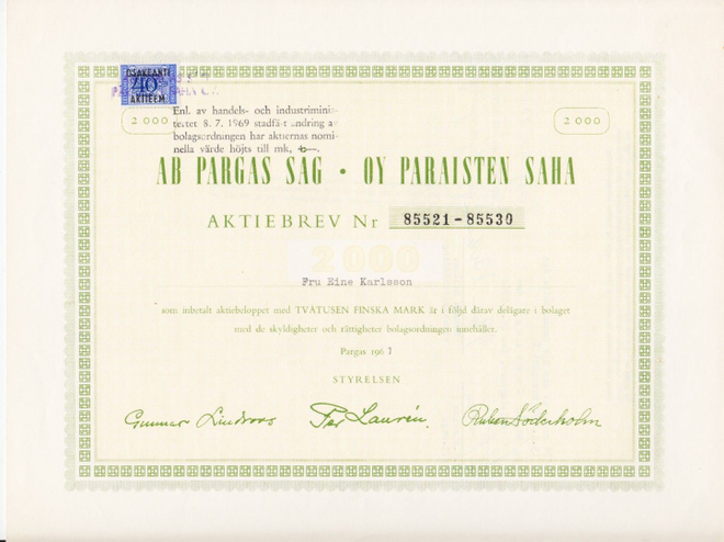 OKK 1961 Paraisten Saha Oy, Parainen