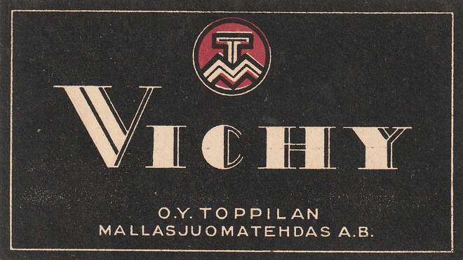 VANHA JUOMAETIKETTI - VICHY TOPPILA (K11-S86)
