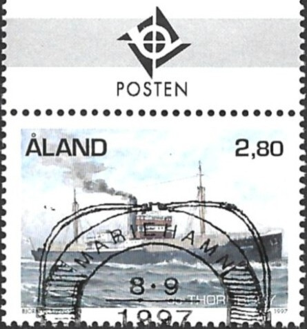 Åland 1997  Höyrylaivat 2,80 mk välilöpari logo EPL LaPe 131