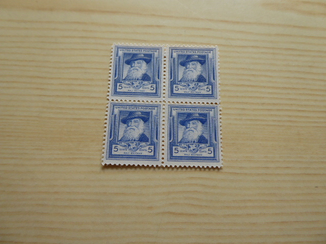 4 kpl Walt Whitman MNH USA postimerkkiä