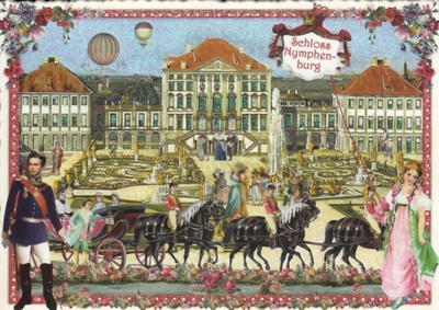 Nymphenburg linna, hevoset ja rattaat (Tausendschön-kortti)