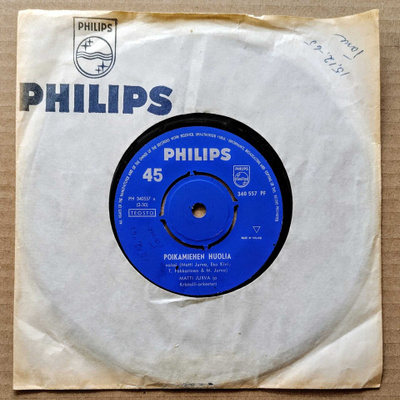 MATTI JURVA: Poikamiehen huolia – Philips 7” 1961, ei KK