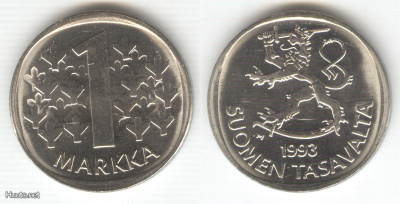 1 mk 1993 I, vanha malli UNC