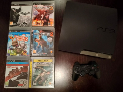 Playstation 3/PS3 Konsoli 120GB, 6-pelillä (PAL)