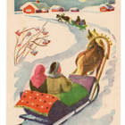 Ikivanha postikortti . Hyvää Jolua. Rekiajelulla. - pikkukuva 1