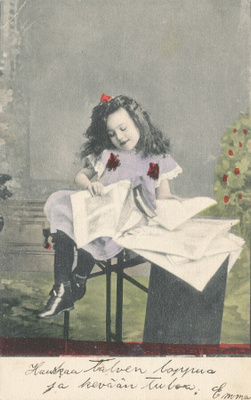 Söpö tyttönen - vanha Carte Postale