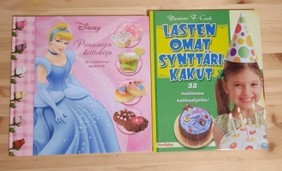 Prinsessojen keittokirja ja lasten omat synttärikakut kirjat