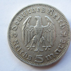 Natsi-Saksa 5 Reichsmark 1936 D Hindenburg hopeaa - pikkukuva 2