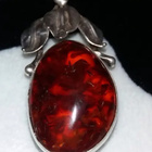 ISO Vintage, Hopea Meripihka riipus baltic Amber - pikkukuva 1