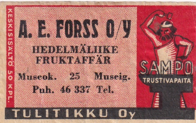 Helsinki, A. E. Forss O/Y , Museok. 25    Sampo,      7/13
