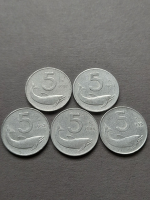 5 lire 1951-1955, Italia