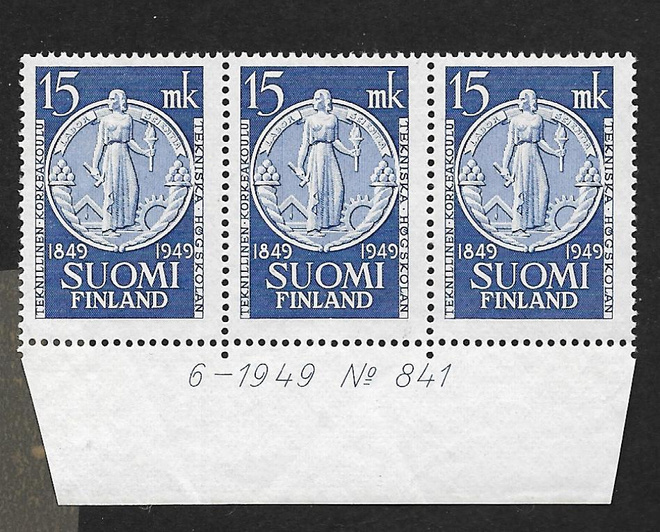 Teknillinen korkeakoulu 100v 1949 (LAPE 3x375) ** numerorivi