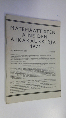 Matemaattisten aineiden aikakauskirja 1971 1. vihko