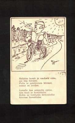 S-Au 42/14/1 Sotilas ajaa polkupyörällä