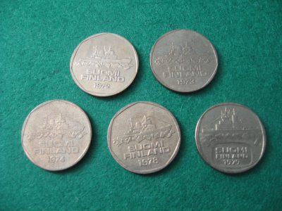 5 kpl 5 markkaa - 1972-1979