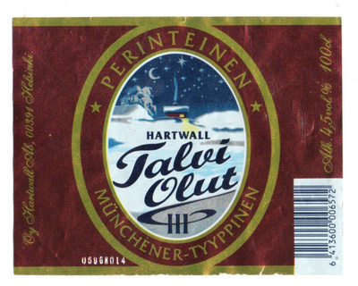 Oy Hartvall  Helsinki TALVI OLUT III ETIKETTI.