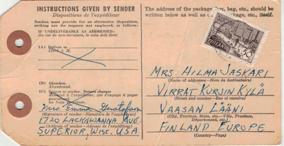 M30 1942 50mk ulk.paketin tullausmaksu