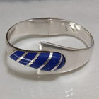 Vintage Hopea rannerengas rannekoru Lapis Lazuli kivi - pikkukuva 5