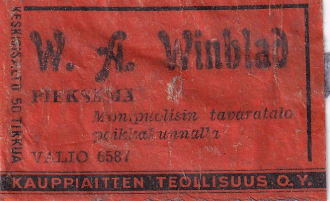 Pieksämä, W. A. Winblad , Valio  6587      9/3