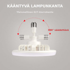 3-in-1 Pyörivä Kattotuuletin LED-valolla – E27-k - pikkukuva 5