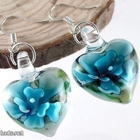 + 430 .. Murano Käsintehty Lampwork Taidelasi .. Korvakorut - pikkukuva 2