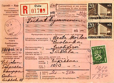 1947 kirjattu postiennakkopaketti