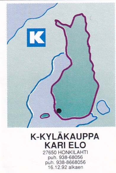 Honkilahti, Kari Elo, K- kyläkauppa  . kartta    s8/1
