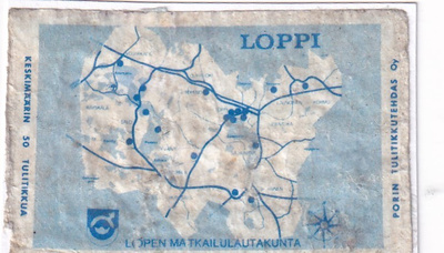 Loppi, kartta, pahvilla   b536
