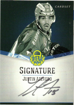 2012-13 Cardset JUSTIN AZEVEDO Lukko Signature nimmari