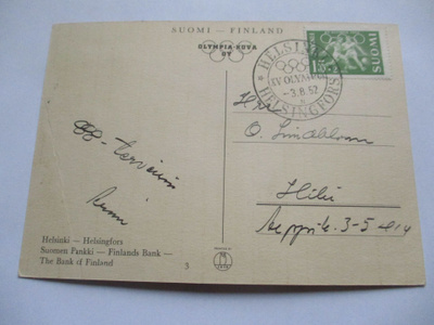 1952 Helsinki olympialaiset 3.8.52 N päättäjäisleimaus
