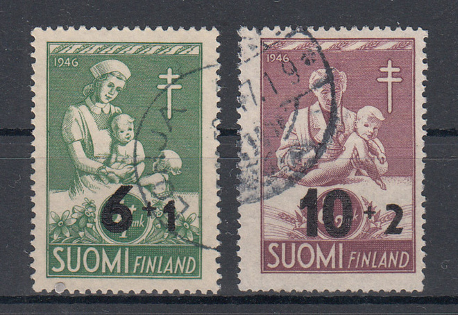 1947 Tuberkuloosi päällepainamat pyöröleimaiset