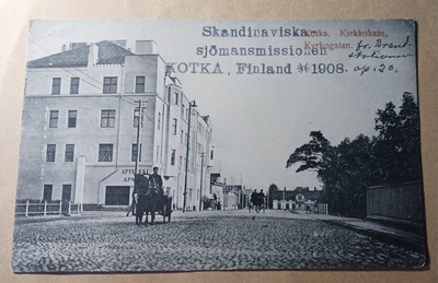 Kotka, Kirkkokatu, vossikat, vanha mv pk, p. 1908