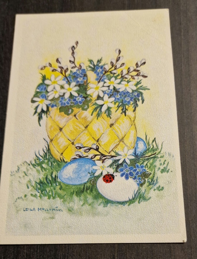 LEILA MYLLYMÄKI, pääsiäiskortti/ signeerattu, kulkematon