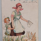 Margit Sjöblom: Äiti ja tytär ruokkivat pupuja, p. 1921 - pikkukuva 1