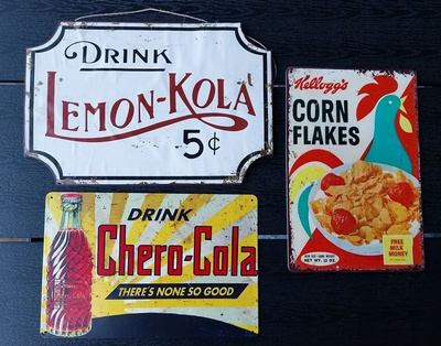 lemon-Kola Chero-Cola Corn Flakes peltikyltit